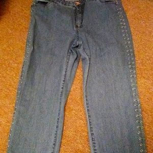 Denim laced up jeans.denim 24/7 brand. Size 14. Straight legs